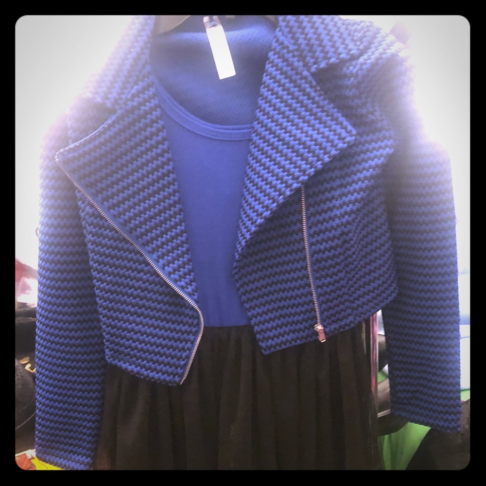Gently used Girl’s blue & black dress with blazer